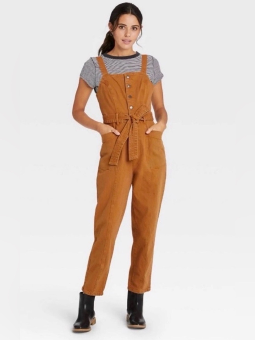 Universal Thread Rust/Brown Button-Front Overalls Jumpsuit Farmers Market Sz 10
